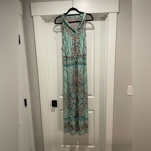 Bohemian turquoise, maxi dress, stretchy material